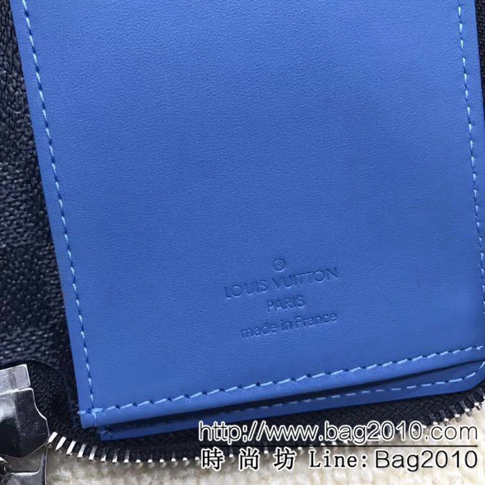 路易威登LV頂級原單 N60078藍色DamierGraphite帆布豎款拉鏈錢夾 ZY1047